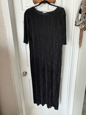 ASOS Curve Black Plisse Maxi Dress with Short Sleeves
